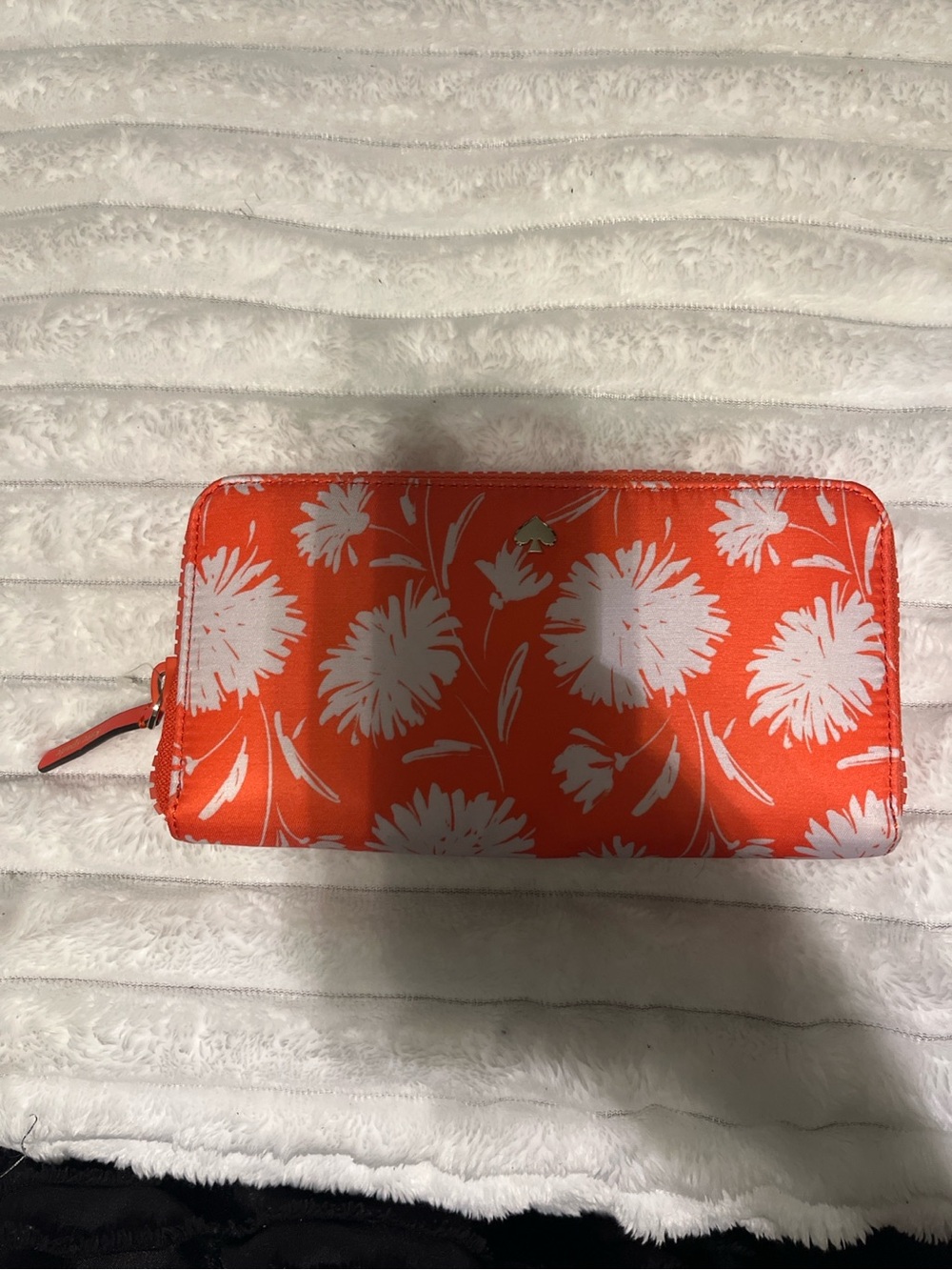 kate spade Orange and White Floral Zip Wallet